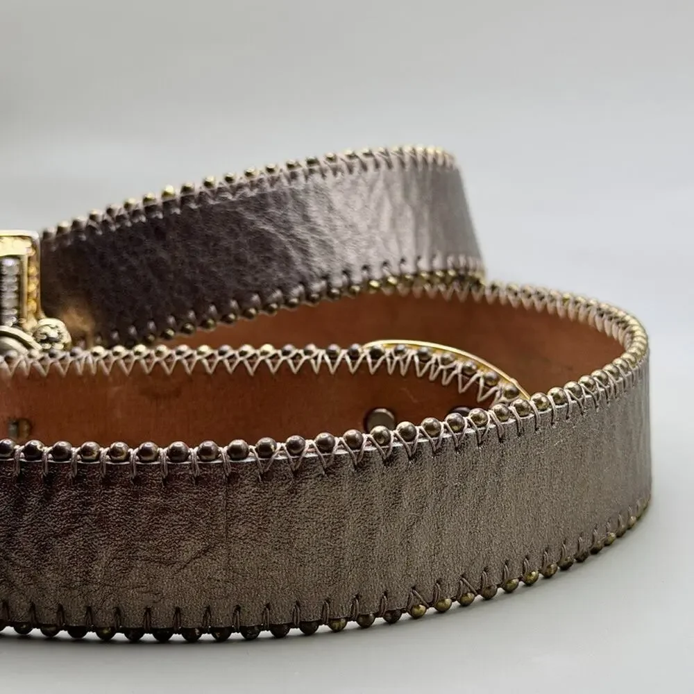 Vintage 90s Streats Ahead Leather Belt with Rhinestones Glam Western Cowgirl New
